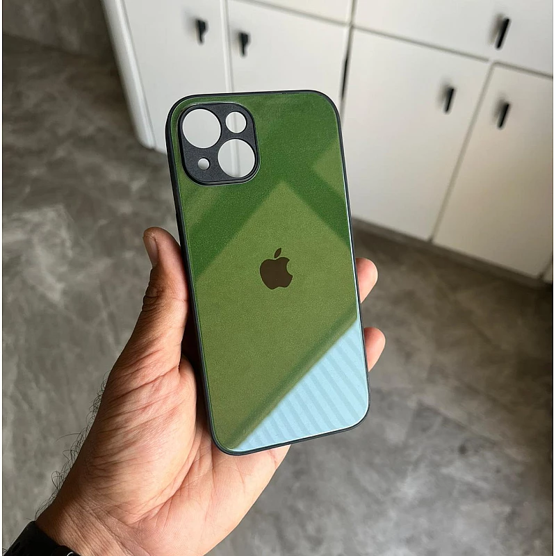 Dark Green Glass Case for iPhone 15 Plus