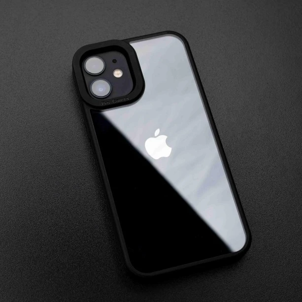 Camera Protection Shockproof Transparent Black Bumper case For iPhone 12 / 12 Pro