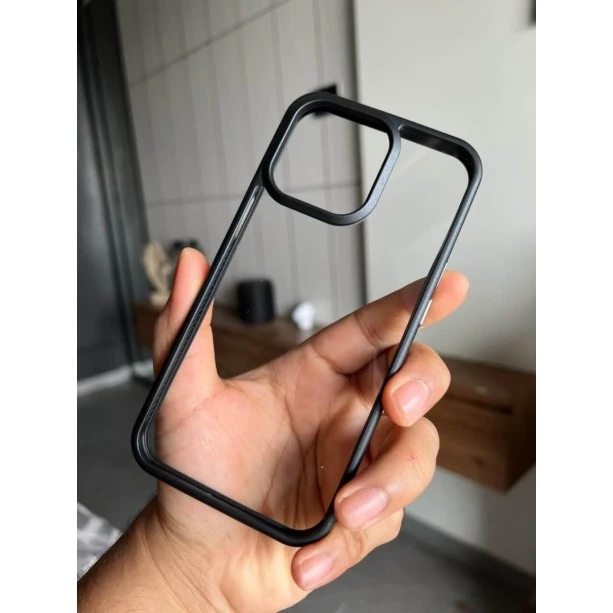 Metallic Black bumper transparent shockproof case for iPhone 13 pro camera protection cover