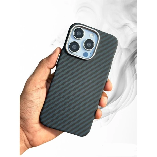 Carbon Fibre Texture Case For iPhone 14 Pro Max - Blue