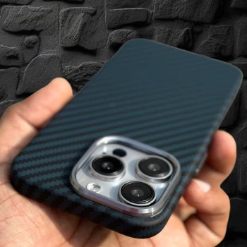 Carbon Fibre Texture Case For iPhone 14 Pro Max - Blue