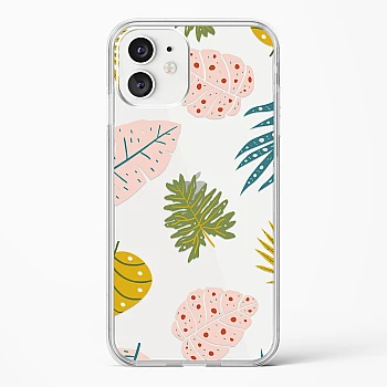 iPhone 12 Crystal Clear Transparent Back Cover with Colourful Leaf Floral Design