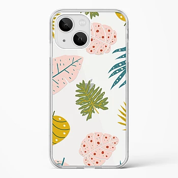 iPhone 13 Crystal Clear Transparent Back Cover with Colourful Leaf Floral Design