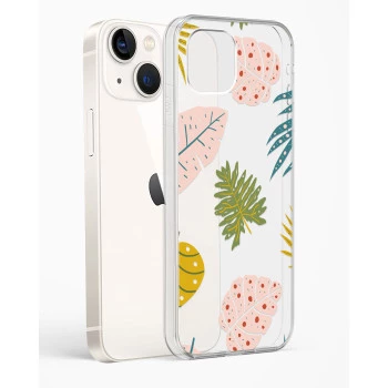 iPhone 14 Plus Crystal Clear Transparent Back Cover with Colourful Leaf Floral Design