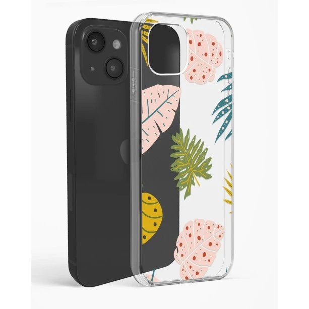 iPhone 14 Plus Crystal Clear Transparent Back Cover with Colourful Leaf Floral Design