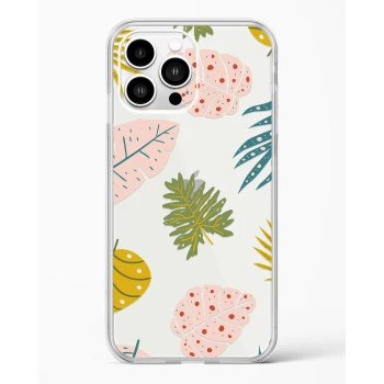 iPhone 14 Pro Crystal Clear Transparent Back Cover with Colourful Leaf Floral Design