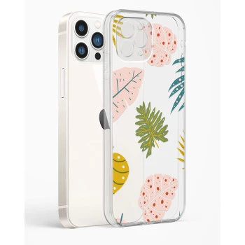 iPhone 14 Pro Crystal Clear Transparent Back Cover with Colourful Leaf Floral Design