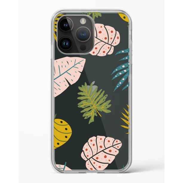 iPhone 14 Pro Max Crystal Clear Transparent Back Cover with Colourful Leaf Floral Design