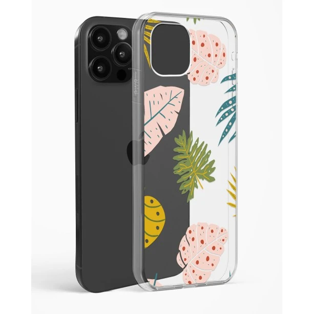 iPhone 14 Pro Max Crystal Clear Transparent Back Cover with Colourful Leaf Floral Design