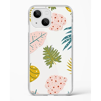 iPhone 15 Crystal Clear Transparent Back Cover with Colourful Leaf Floral Design