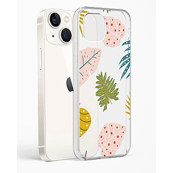 iPhone 15 Crystal Clear Transparent Back Cover with Colourful Leaf Floral Design