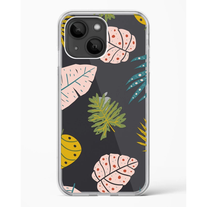 iPhone 15 Plus Crystal Clear Transparent Back Cover with Colourful Leaf Floral Design