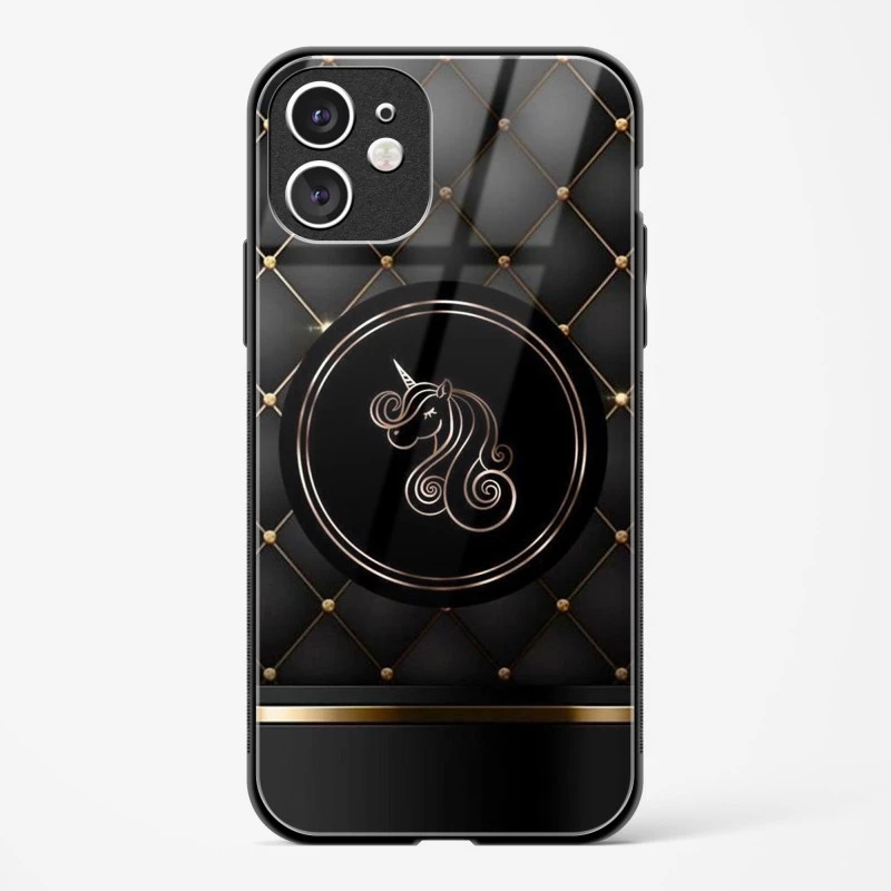 Black Golden Unicorn Glass Case for iPhone 11