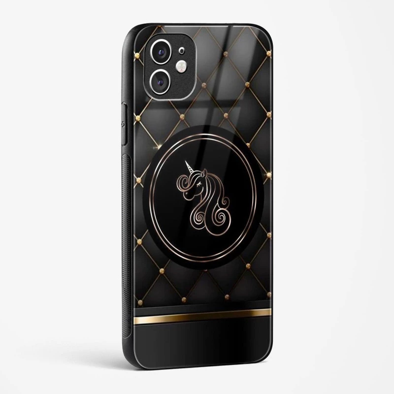 Black Golden Unicorn Glass Case for iPhone 11