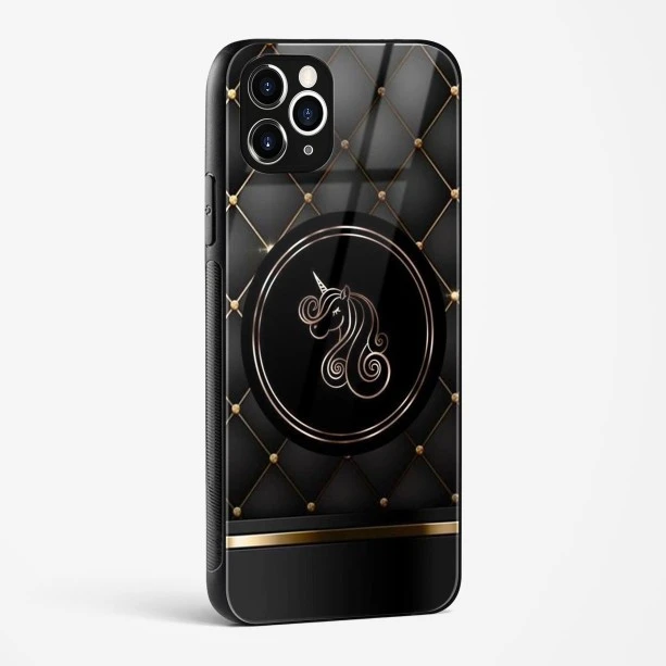 Black Golden Unicorn Glass Case for iPhone 11 Pro