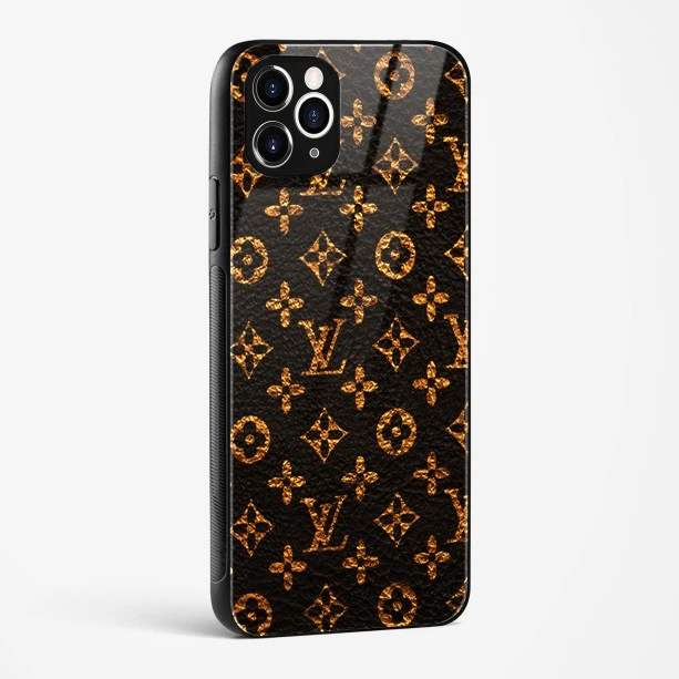 LV Black Gold Glass Case for iPhone 11 Pro