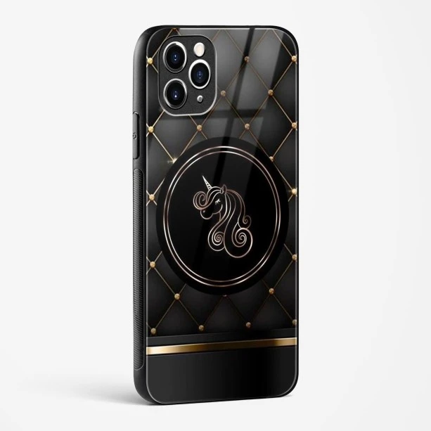 Black Golden Unicorn Glass Case for iPhone 11 Pro Max