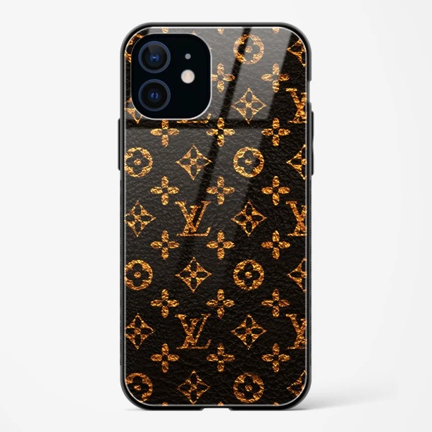 LV Black Gold Glass Case for iPhone 12 Mini