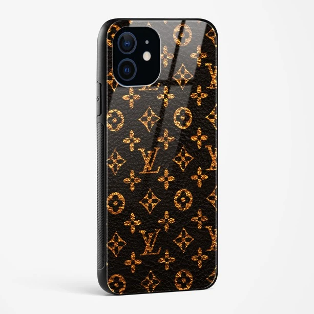 LV Black Gold Glass Case for iPhone 12 Mini