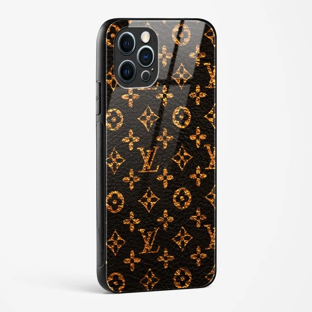 LV Black Gold Glass Case for iPhone 12 Pro