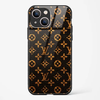 LV Black Gold Glass Case for iPhone 13