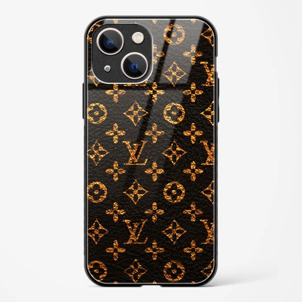 LV Black Gold Glass Case for iPhone 13 Mini