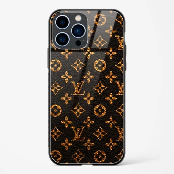 LV Black Gold Glass Case for iPhone 13 Pro Max