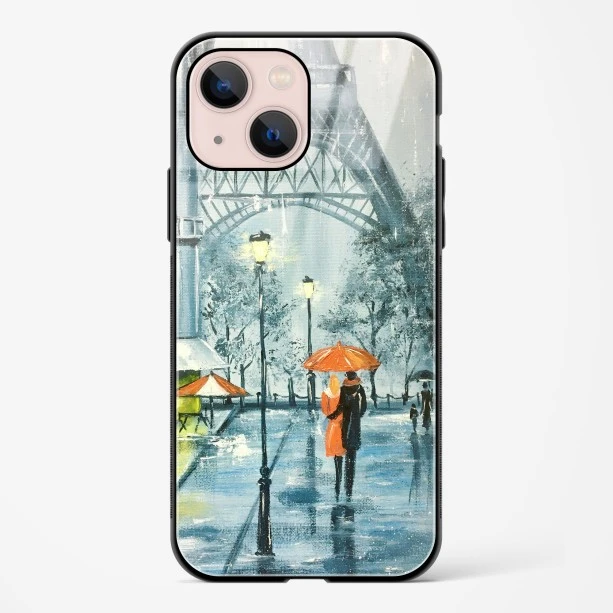 Romantic Couple Walking In Rain Glass Case Phone Cover For iPhone 14