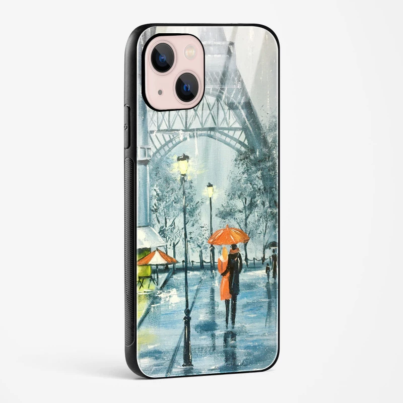 Romantic Couple Walking In Rain Glass Case Phone Cover For iPhone 15