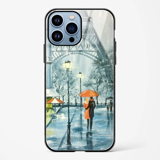 Romantic Couple Walking In Rain Glass Case Phone Cover For iPhone 15 Plus