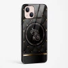 Black Golden Unicorn Glass Case for iPhone 15 Plus