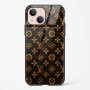 LV Black Gold Glass Case for iPhone 15 Plus