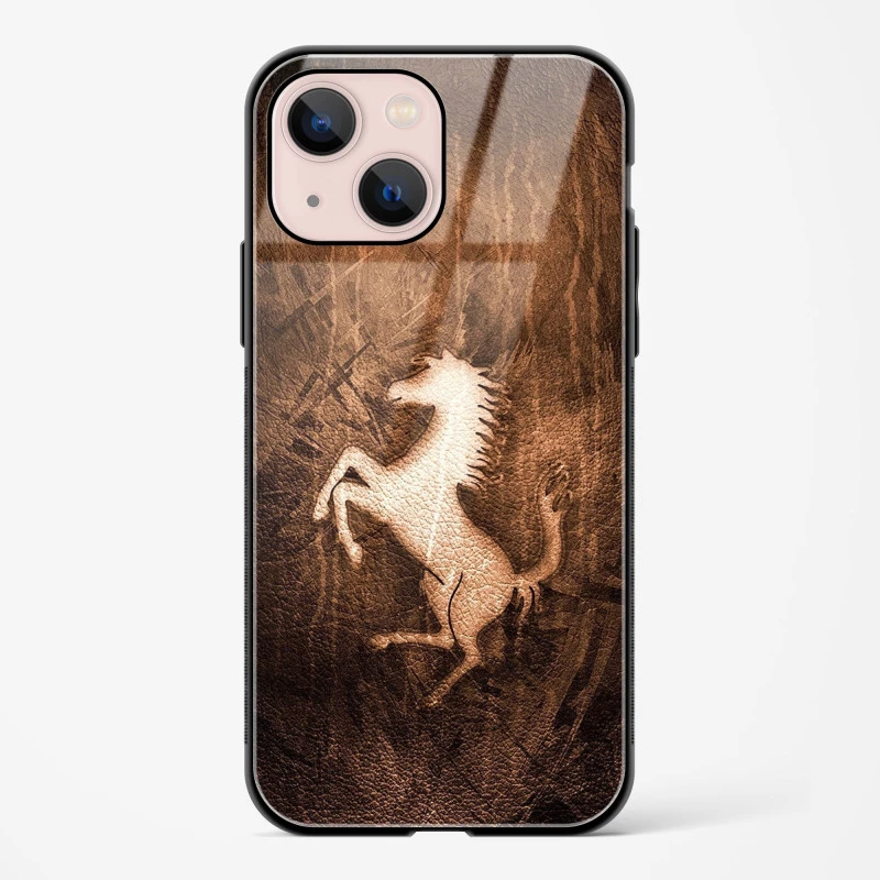 Ferrari Design Gold Glass Case for iPhone 14 Plus