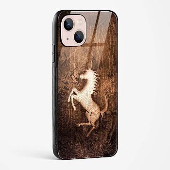 Ferrari Design Gold Glass Case for iPhone 14 Plus