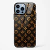 LV Black Gold Glass Case for iPhone 14 Pro