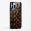 LV Black Gold Glass Case for iPhone 14 Pro
