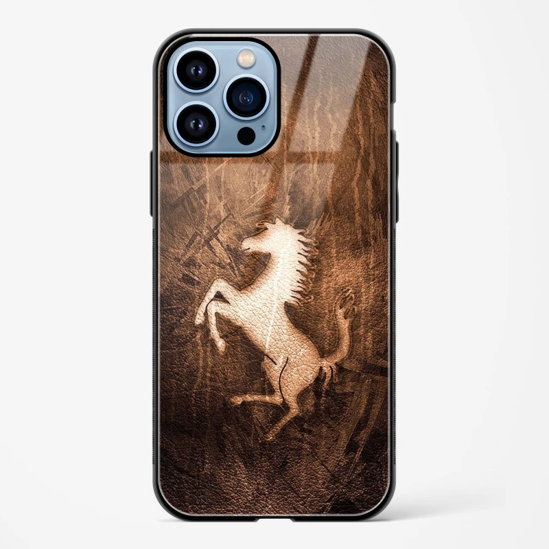 Ferrari Design Gold Glass Case for iPhone 15 Pro