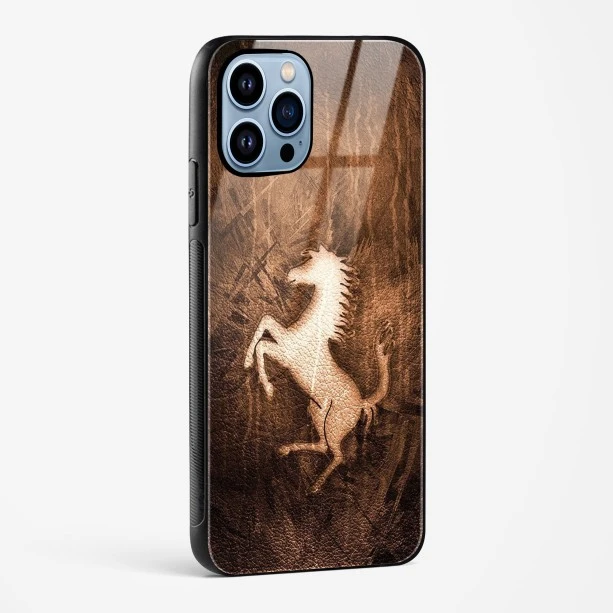 Ferrari Design Gold Glass Case for iPhone 14 Pro