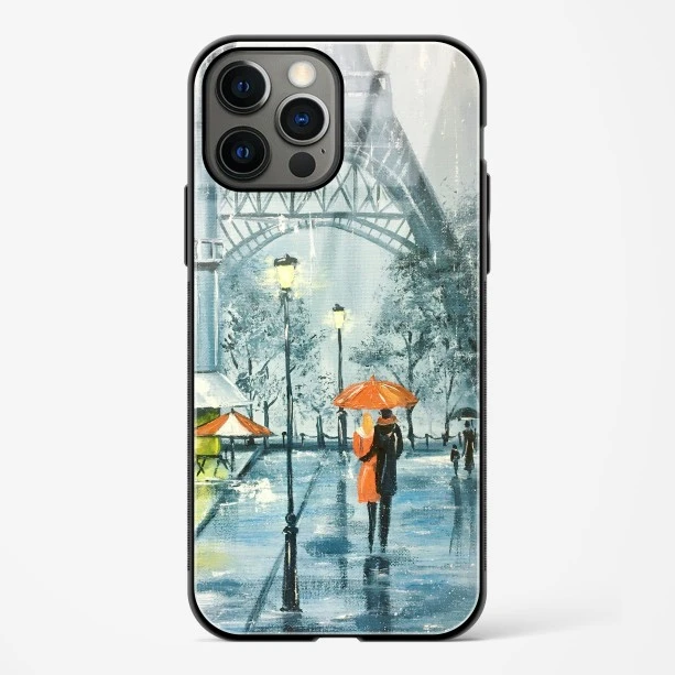 Romantic Couple Walking In Rain Glass Case Phone Cover For iPhone 14 Pro Max