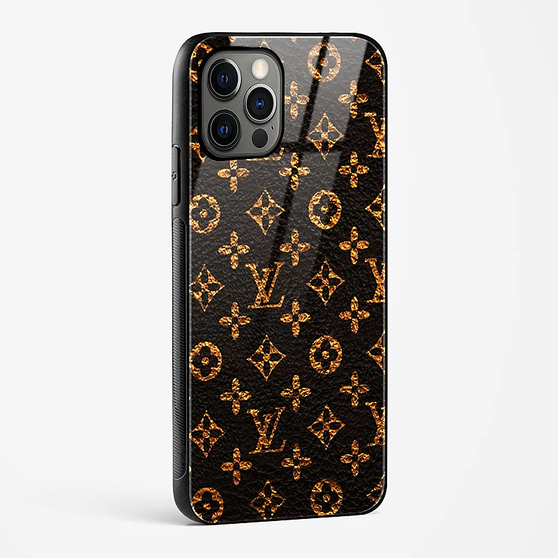 Buy LV Black Gold Glass Case for iPhone 14 Pro Max