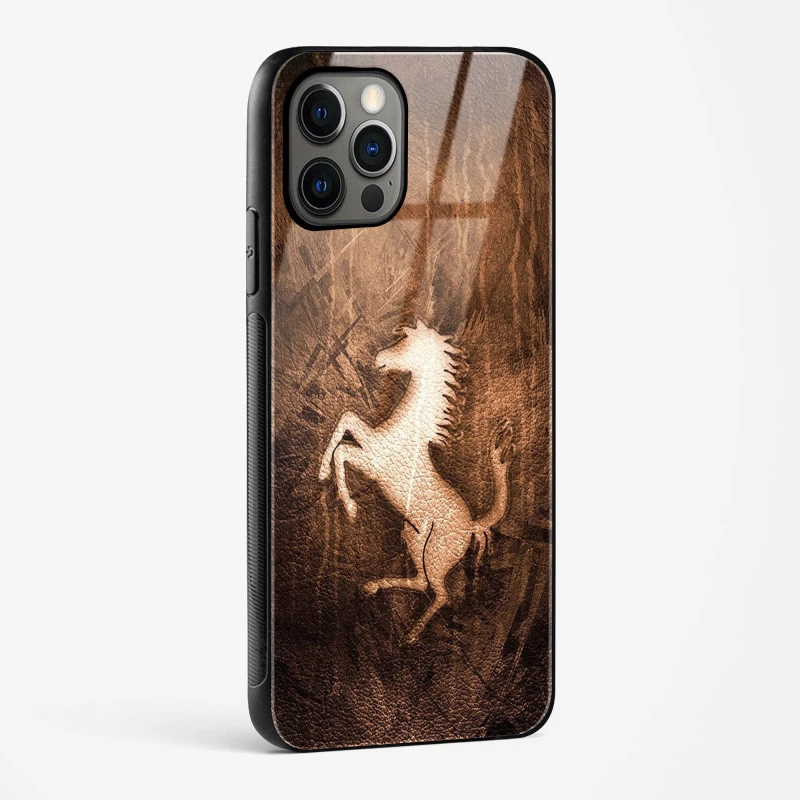 Ferrari Design Gold Glass Case for iPhone 14 Pro Max