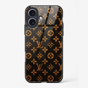 LV Black Gold Glass Case for iPhone 16 Plus