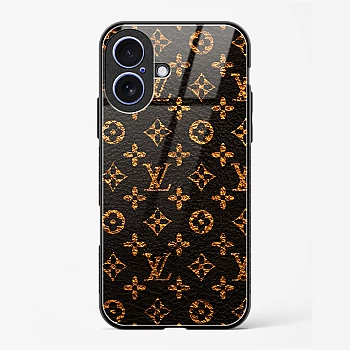 LV Black Gold Glass Case for iPhone 16 Plus