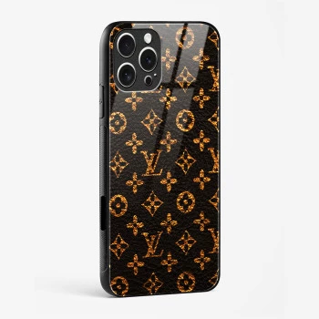 LV Black Gold Glass Case for iPhone 16 Pro