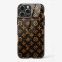 LV Black Gold Glass Case for iPhone 16 Pro Max
