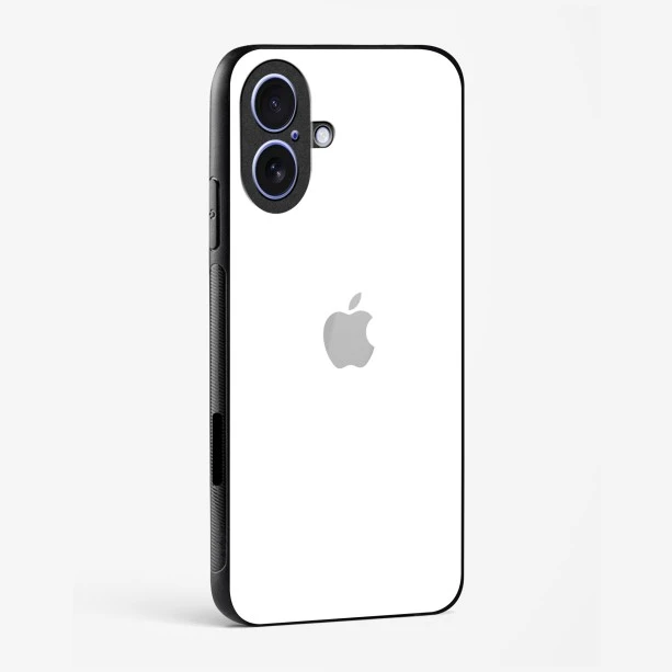Pure White Glossy Glass Case for iPhone 16