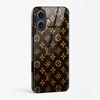 LV Black Gold Glass Case for iPhone 16