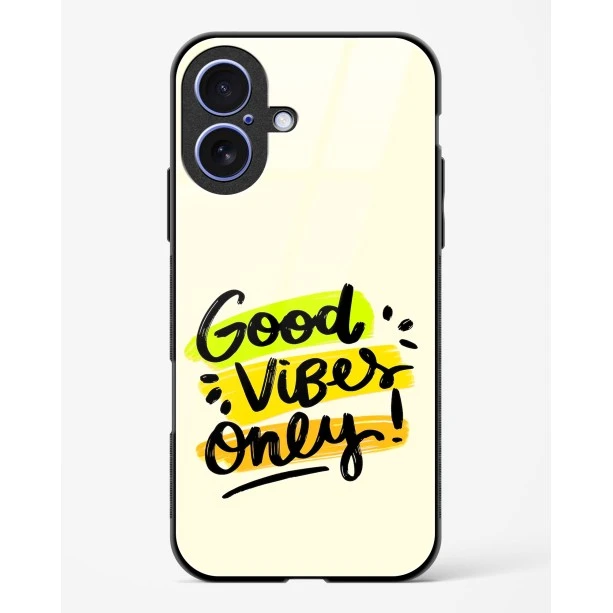 iPhone 17 Good Vibes Only Glass Case - Premium Tempered Glass Back Cover