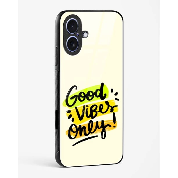 iPhone 17 Good Vibes Only Glass Case - Premium Tempered Glass Back Cover