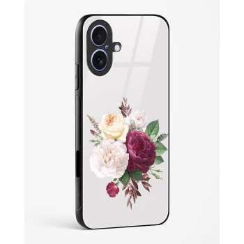 iPhone 17 Flower Design Glass Case - Premium Tempered Shockproof Back Cover